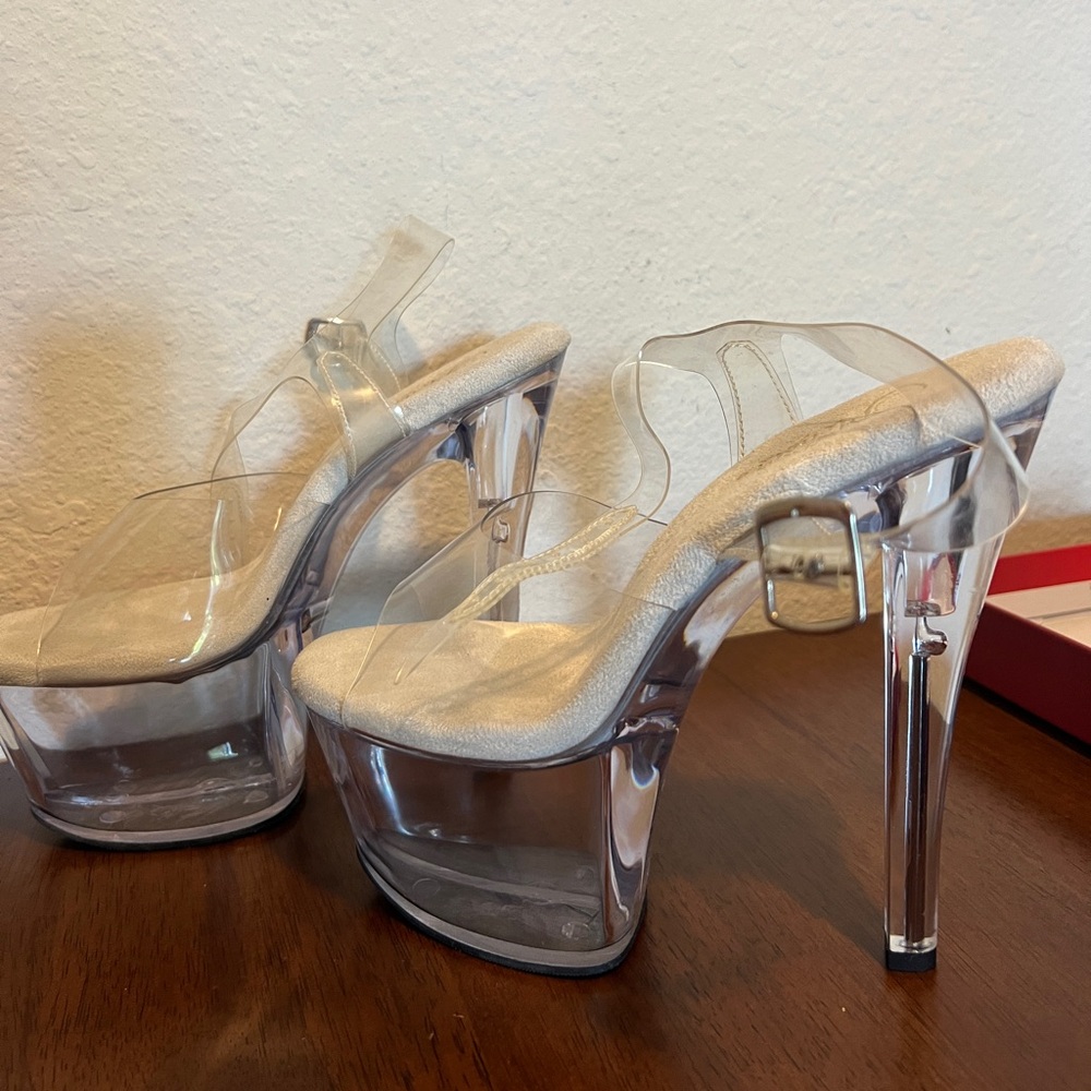 Pleaser sky308 size 10 clear heels pole dance stripper shoes